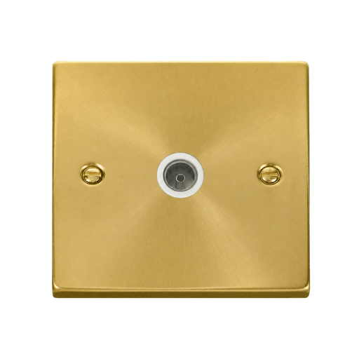 Front view of Click Deco Satin Brass TV Socket