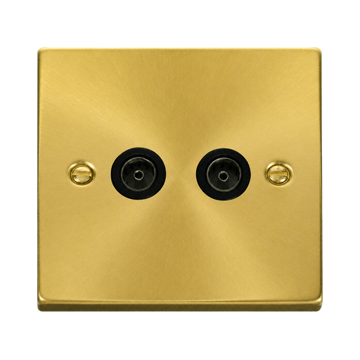 Click Deco Satin Brass Double TV Socket VPSB066BK