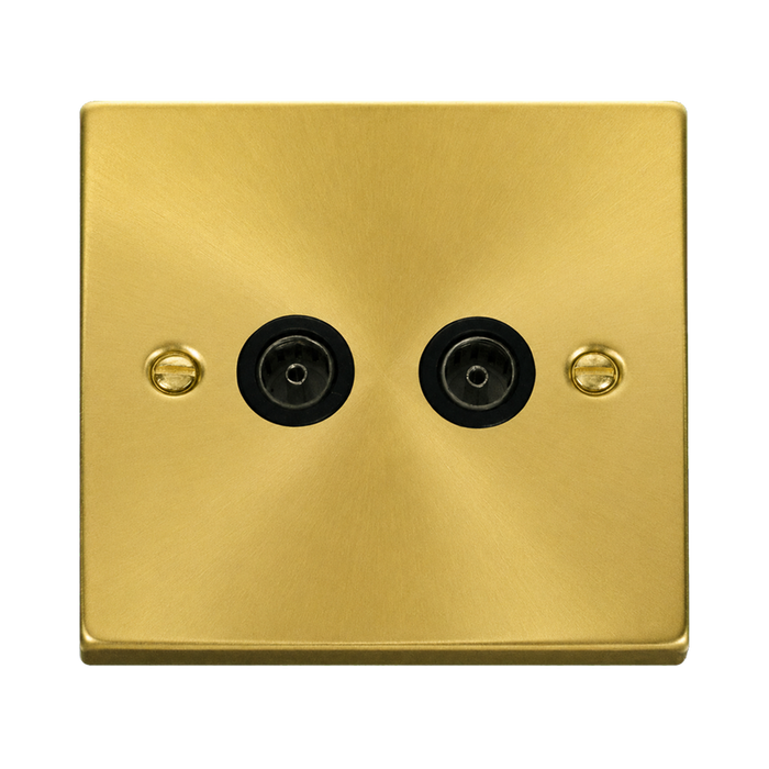 Click Deco Satin Brass Double TV Socket VPSB066BK
