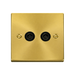 Front view of Click Deco Satin Brass Double TV Socket