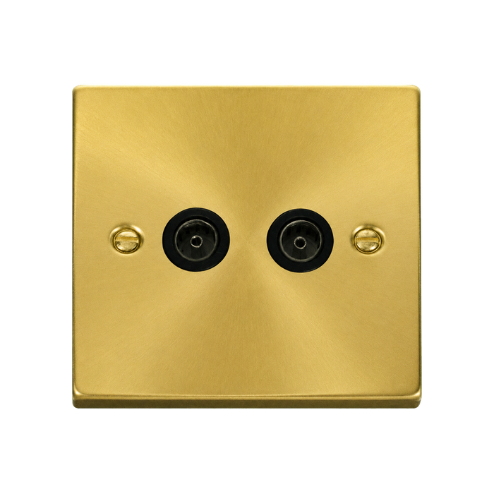 Click Deco Satin Brass Double TV Socket VPSB066BK
