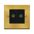 Click Deco Satin Brass Double TV Socket VPSB066MBK