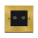 Front view of Click Deco Satin Brass Double TV Socket