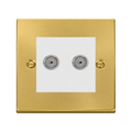 Click Deco Satin Brass Double TV Socket VPSB066MWH