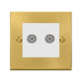 Front view of Click Deco Satin Brass Double TV Socket