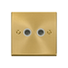 Front view of Click Deco Satin Brass Double TV Socket