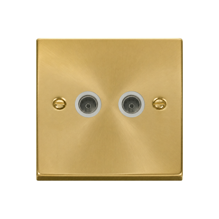 Click Deco Satin Brass Double TV Socket VPSB066WH