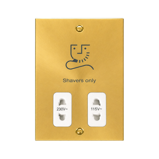 Front view of Click Deco Satin Brass Shaver Socket