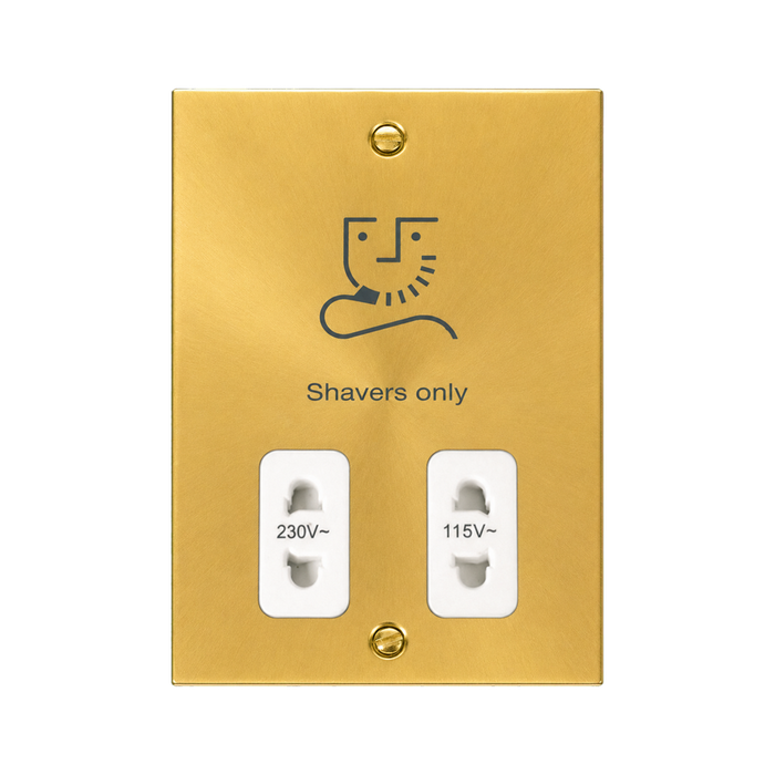Click Deco Satin Brass Shaver Socket VPSB100WH