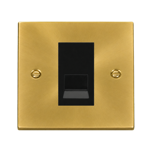 Front view of Click Deco Satin Brass RJ11 Socket