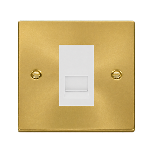 Front view of Click Deco Satin Brass RJ11 Socket
