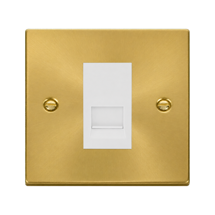 Click Deco Satin Brass RJ11 Socket VPSB115MWH