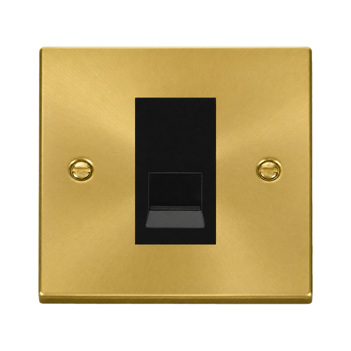 Front view of Click Deco Satin Brass Master Telephone Socket