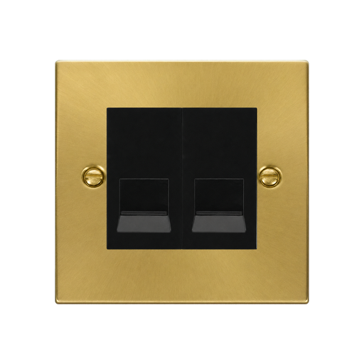 Front view of Click Deco Satin Brass Double Master Telephone