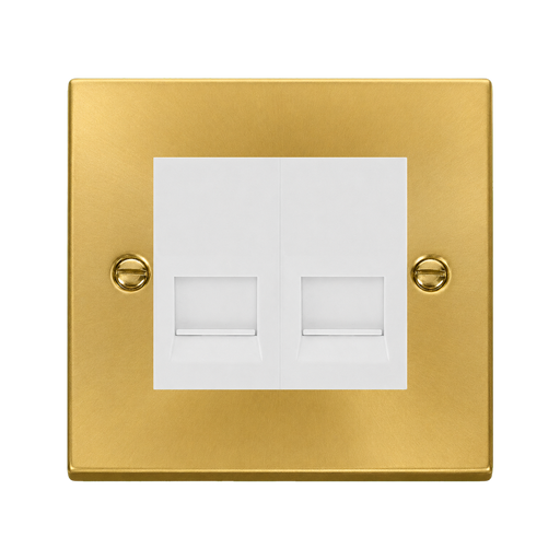Front view of Click Deco Satin Brass Double Master Telephone