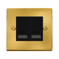 Click Deco Satin Brass Double Slave Telephone Socket VPSB126MBK