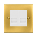 Click Deco Satin Brass Double Slave Telephone Socket VPSB126MWH