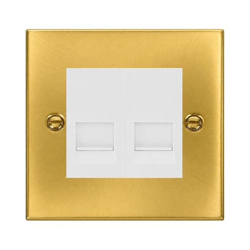 Click Deco Satin Brass Double Slave Telephone Socket VPSB126MWH
