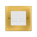 Click Deco Satin Brass Double Slave Telephone Socket VPSB126MWH