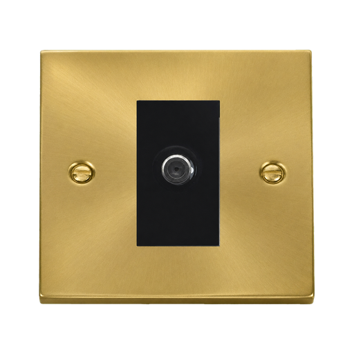 Front view of Click Deco Satin Brass Satellite Socket
