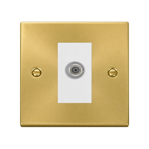 Front view of Click Deco Satin Brass Satellite Socket