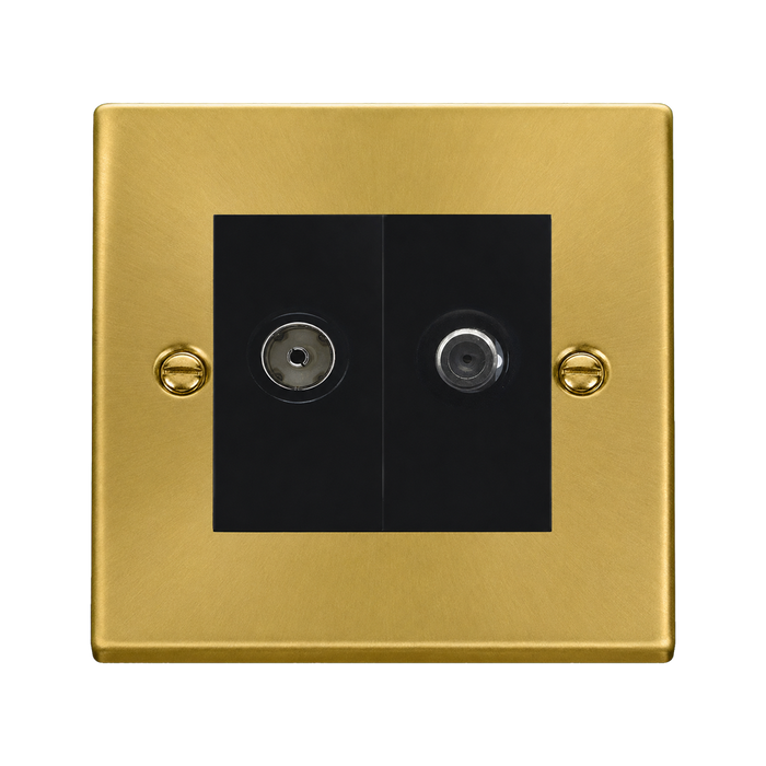 Click Deco Satin Brass TV and Satellite Socket VPSB157MBK