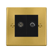 Front view of Click Deco Satin Brass TV and Satellite Socket
