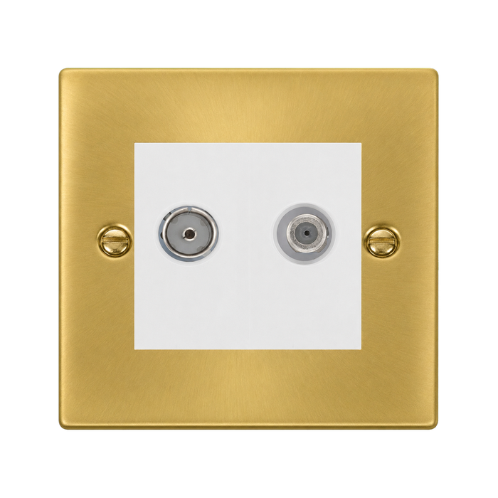 Click Deco Satin Brass TV and Satellite Socket VPSB157MWH