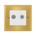 Front view of Click Deco Satin Brass TV and Satellite Socket