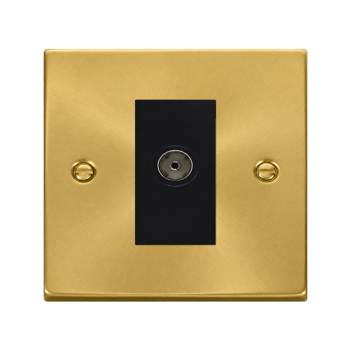 Front view of Click Deco Satin Brass Isolated TV Socket