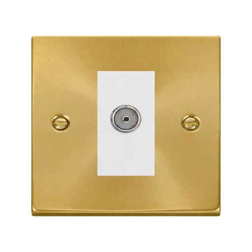 Front view of Click Deco Satin Brass Isolated TV Socket