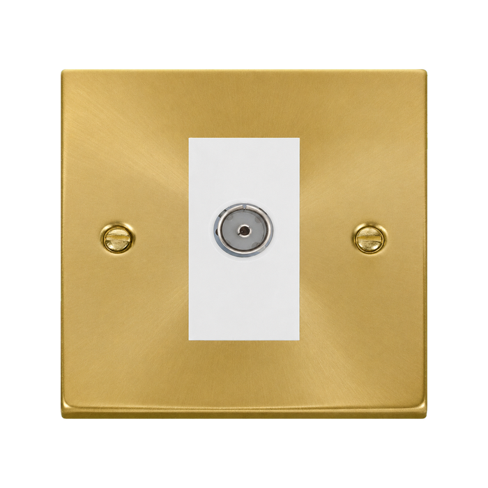 Click Deco Satin Brass Isolated TV Socket VPSB158MWH