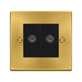 Click Deco Satin Brass Double Isolated TV Socket VPSB159MBK
