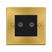 Front view of Click Deco Satin Brass Double Isolated TV Socket