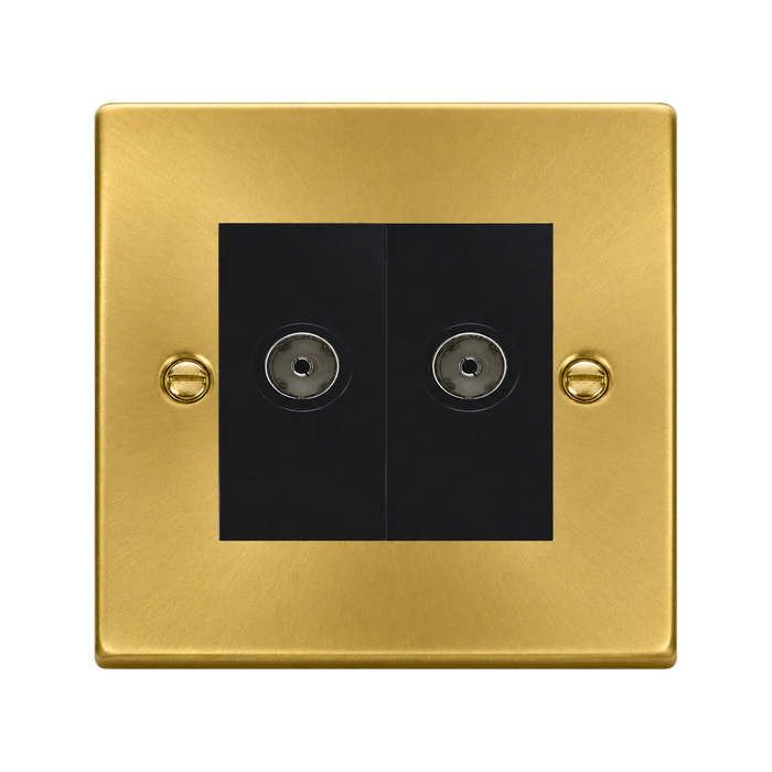 Click Deco Satin Brass Double Isolated TV Socket VPSB159MBK