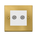 Click Deco Satin Brass Double Isolated TV Socket VPSB159MWH