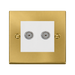 Front view of Click Deco Satin Brass Double Isolated TV Socket