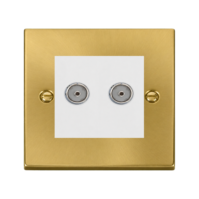 Click Deco Satin Brass Double Isolated TV Socket VPSB159MWH
