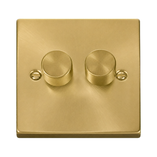 Click Deco Satin Brass 2G LED Dimmer Switch VPSB162