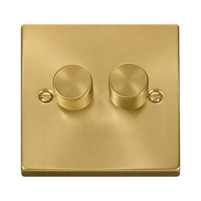 Click Deco Satin Brass 2G LED Dimmer Switch VPSB162