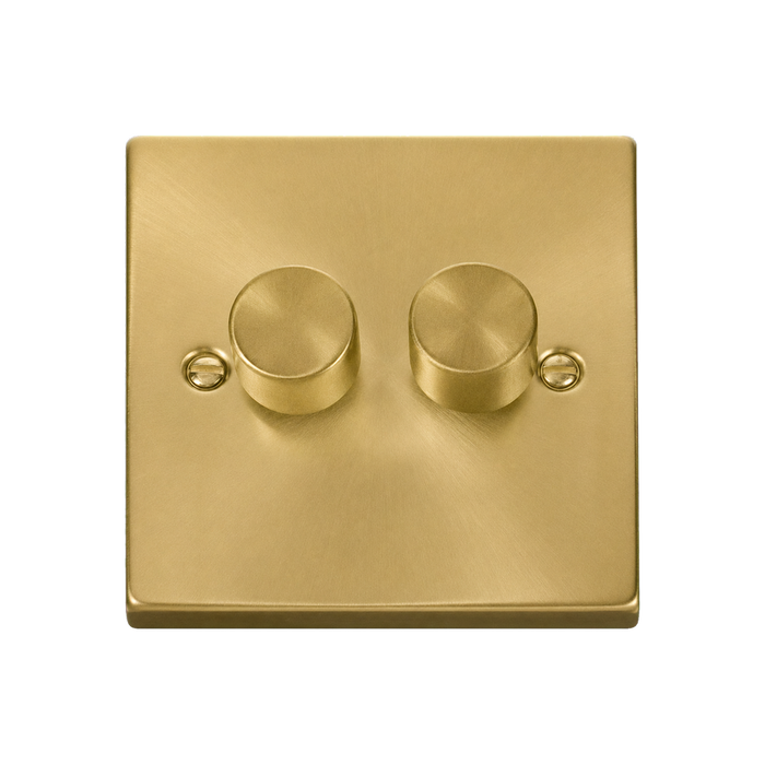 Click Deco Satin Brass 2G LED Dimmer Switch VPSB162