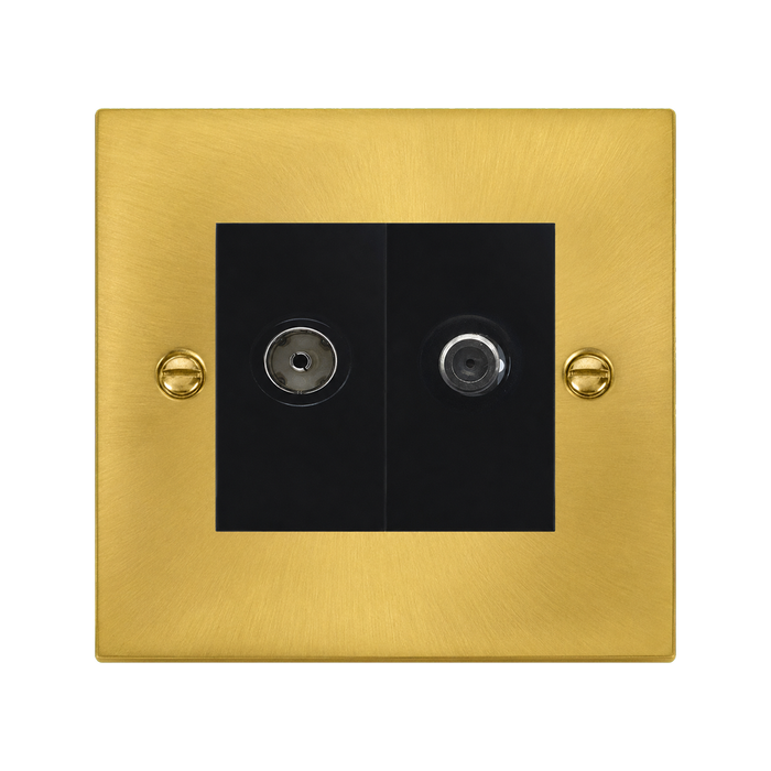 Click Deco Satin Brass TV and Satellite Socket VPSB170MBK