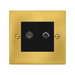 Front view of Click Deco Satin Brass TV and Satellite Socket