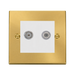 Front view of Click Deco Satin Brass TV and Satellite Socket