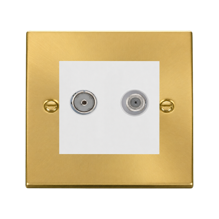 Click Deco Satin Brass TV and Satellite Socket VPSB170MWH
