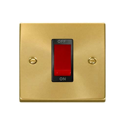Front view of Click Deco Satin Brass 45A Cooker Switch