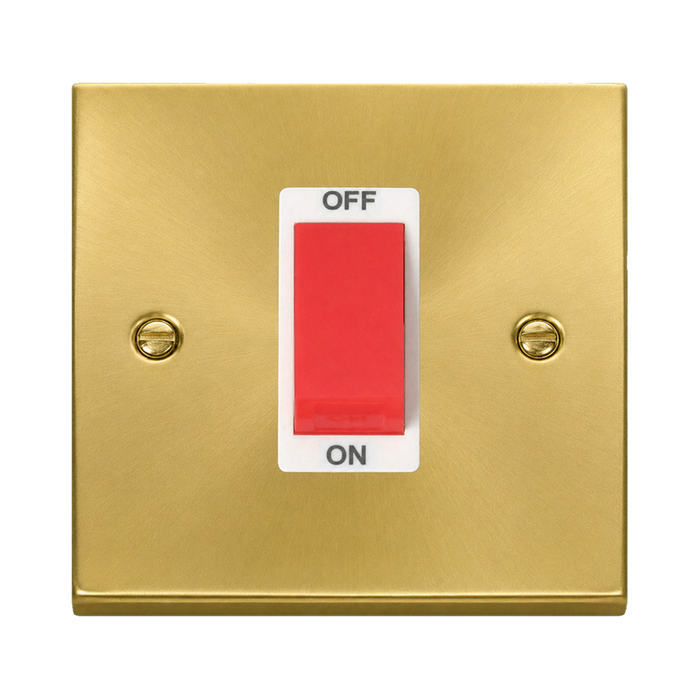 Click Deco Satin Brass 45A Cooker Switch VPSB200WH