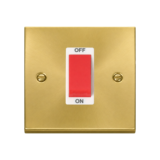 Front view of Click Deco Satin Brass 45A Cooker Switch