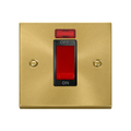Click Deco Satin Brass 45A Cooker Switch with Neon VPSB201BK