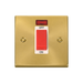 Front view of Click Deco Satin Brass 45A Cooker Switch with Neon
